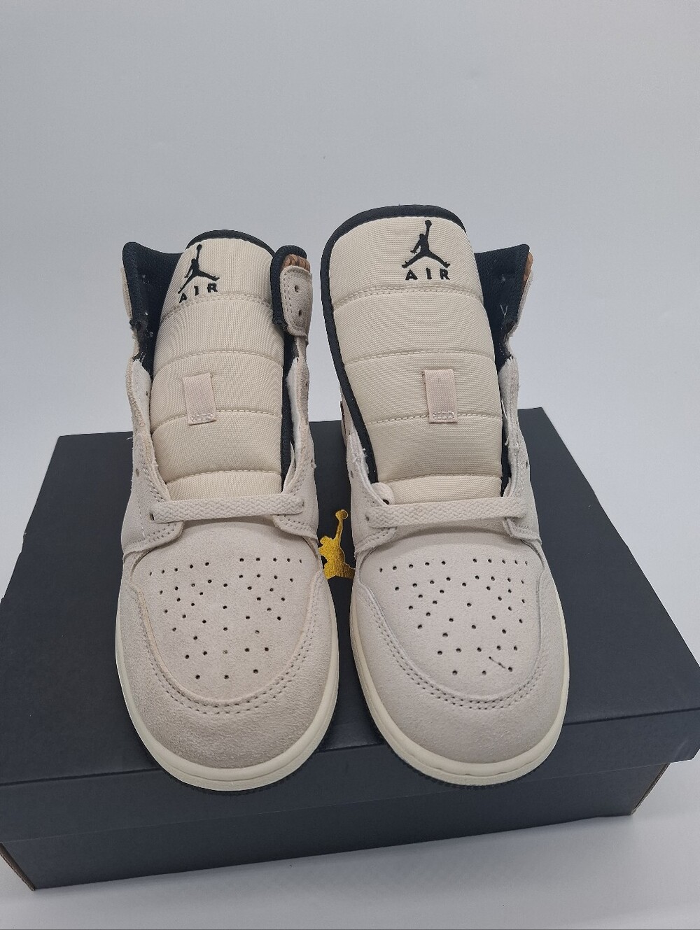 Nike Air Jordan 1 Mid Brown Elepant Sneakers Dz5369-102 Size 5.5 Gs